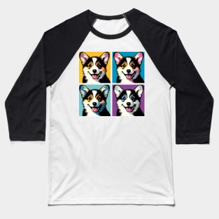 Pop Retro Pembroke Welsh Corgi Art - Cute Puppy Baseball T-Shirt